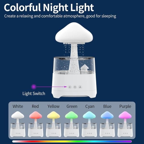 5 IN 1 Bluetooth Speaker Colorful Raindrop Humidifier CH08 PRO with 7 Colors